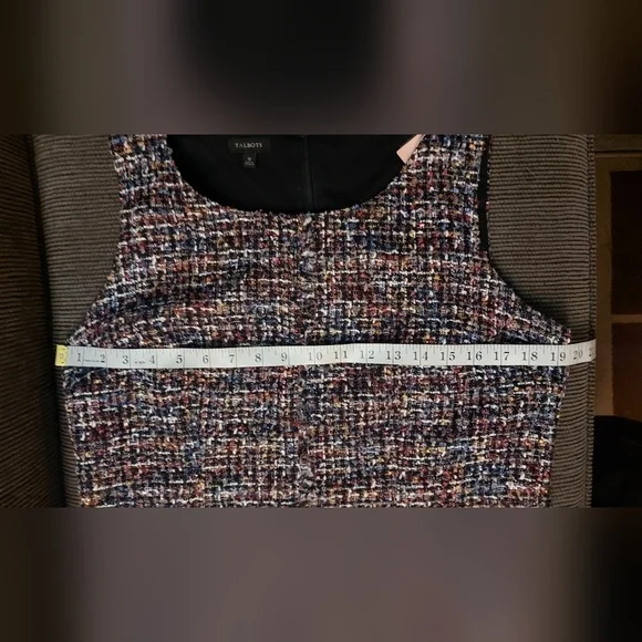 Dark Academia Dress Sleeveless Multitone Tweed Holiday Office Wear - Picture 7 of 14